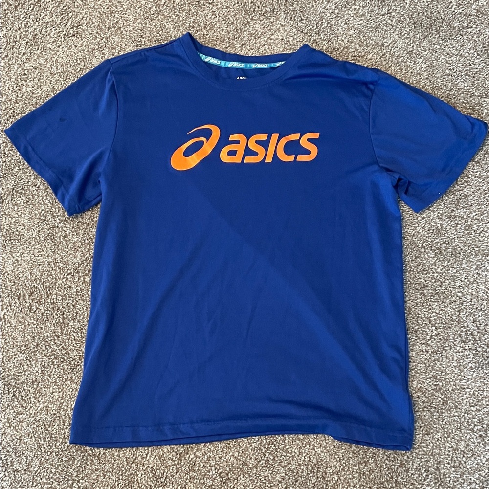 Asics Royal Blue Tee with Vibrant Orange Logo
